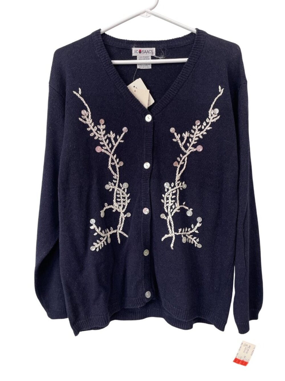Vintage 90s IC Isaacs Cardigan Sweater Size Small Button Up Navy Deadstock NEW
